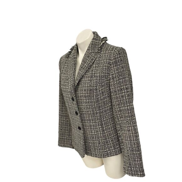Apostrophe Blazer Womens PS Gray Black Tweed Work Office Casual Jacket Old Money - Picture 11 of 15
